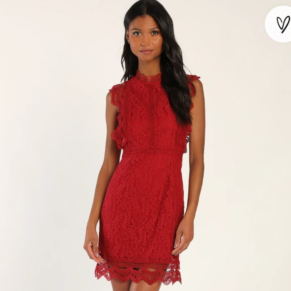 Lulu's Red Lace Mini Dress